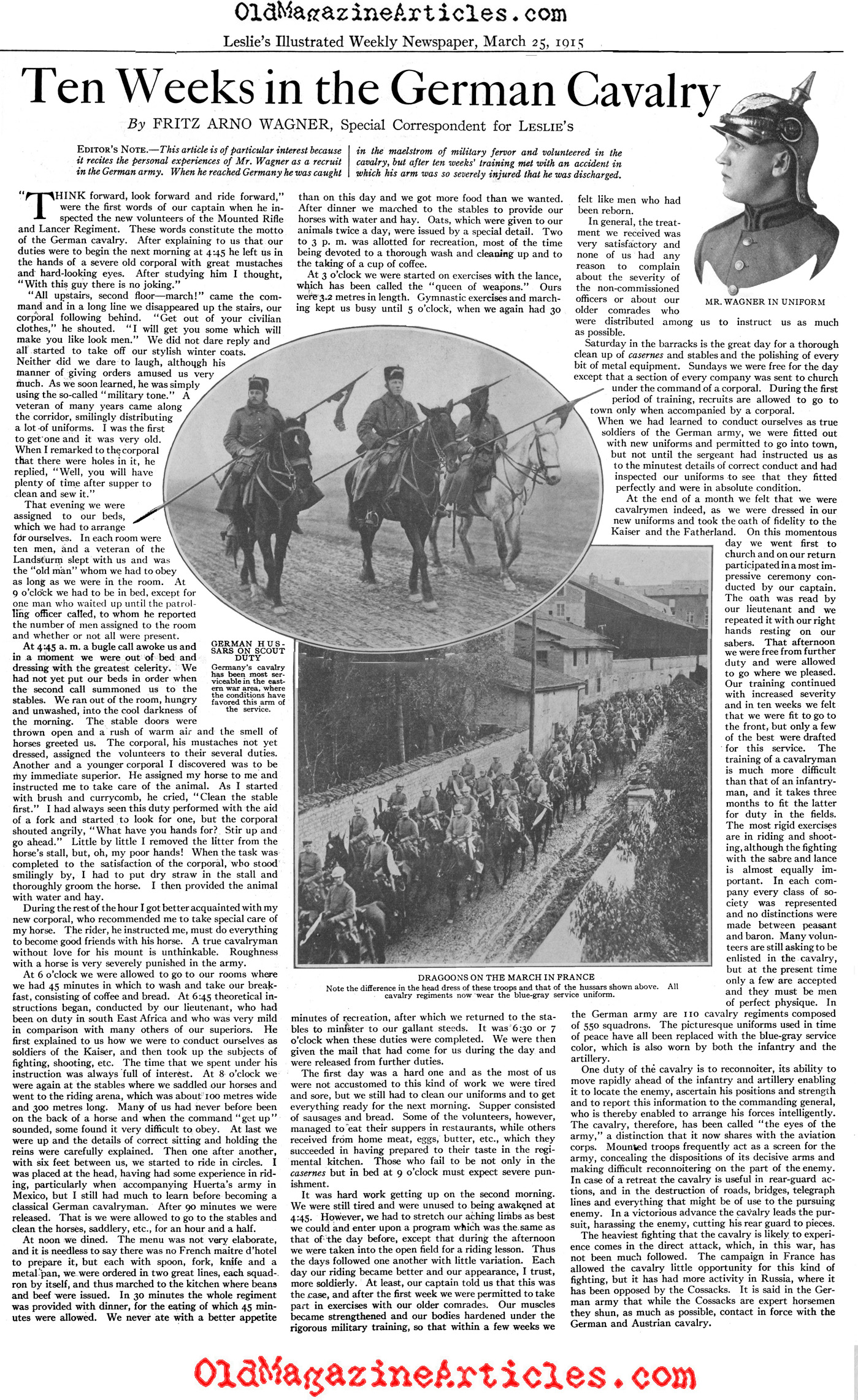  German Cavalry Memoir (Leslie's Weekly, 1915)